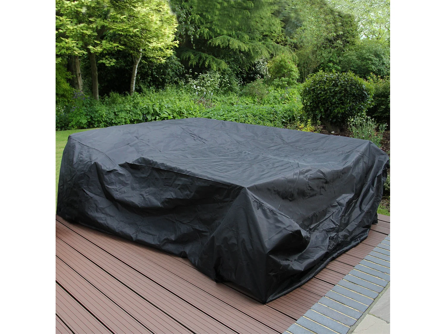 Rotan Hoekset Loungeset Dining Tuintafel - 9 Personen - Regenhoes + Uitneembare Kussens - Zwart