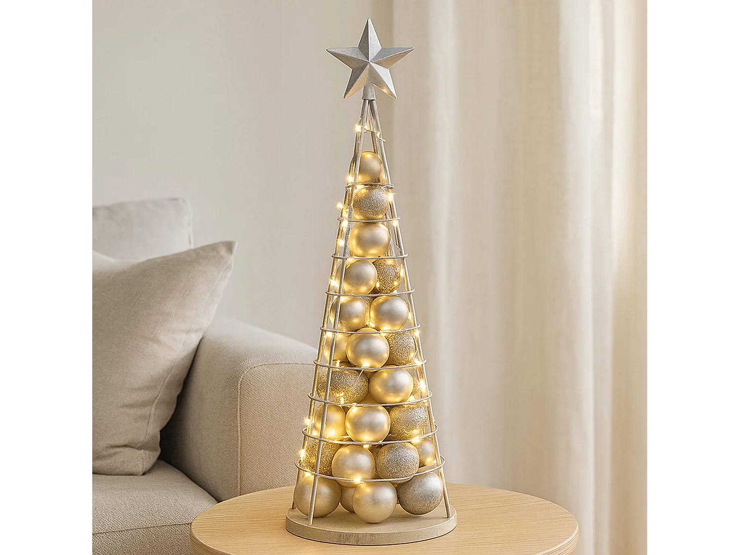 Decorative tree MCW-O91,  silver-coloured