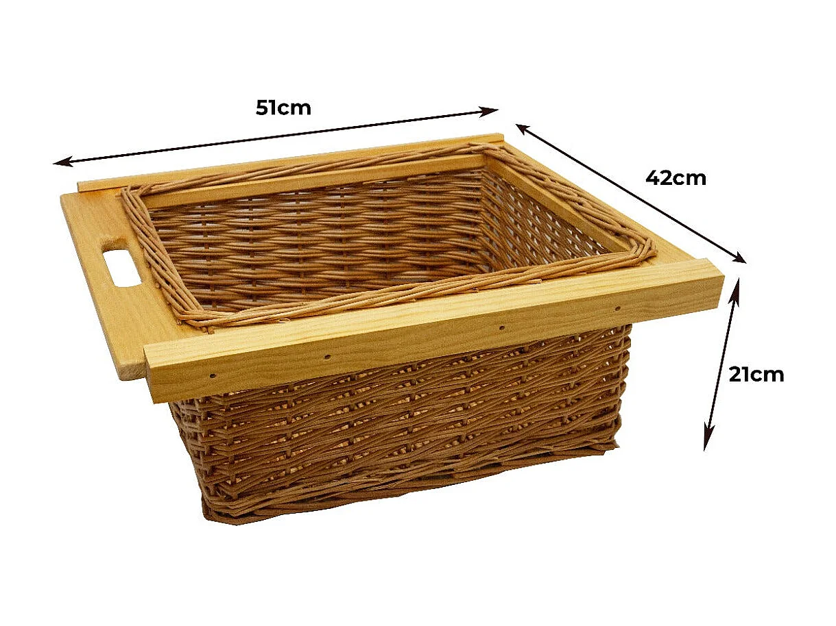 2 x Wysuwane kosze kuchenne z wikliny 500 mm