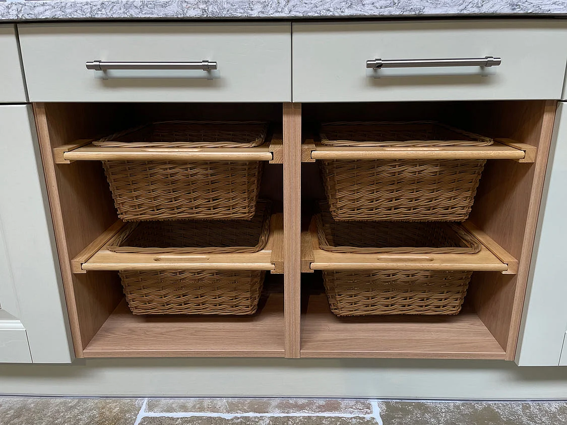 Lot de 2 Paniers de Rangement 500 mm / 50 cm Coulissants en Pin Brun Solide