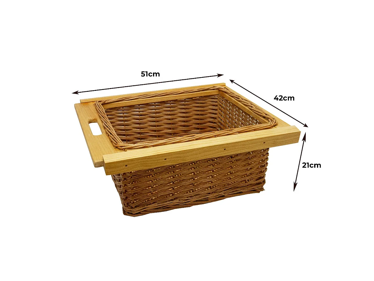 Lot de 2 Paniers de Rangement 500 mm / 50 cm Coulissants en Pin Brun Solide