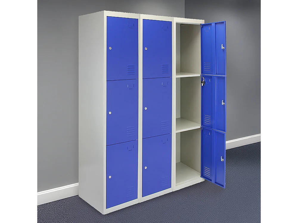 3-türiger Schließfachschrank Spind in Blau