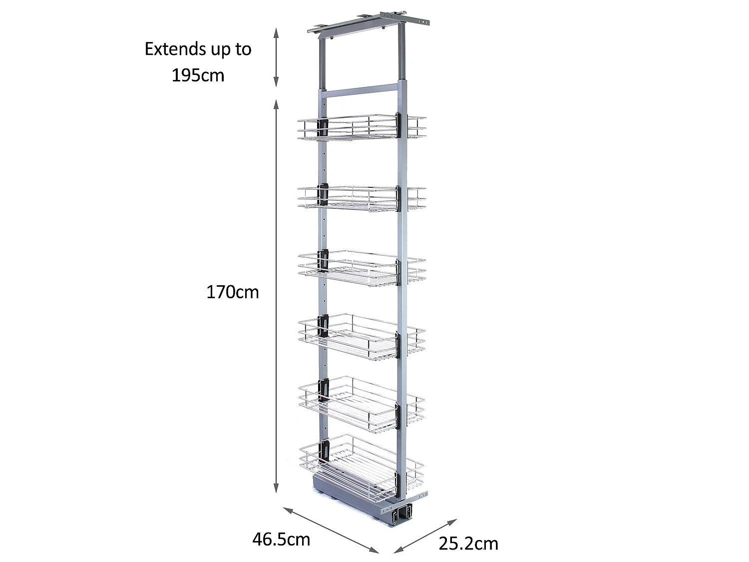 KuKoo - Garde-Manger Coulissant de Cuisine, 170 à 195 cm de Hauteur