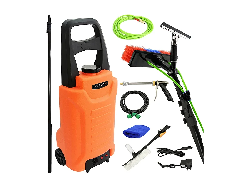 Lavavetri Carrello Per Trasporto Acqua 30 litri & Asta Telescopica 6 metri