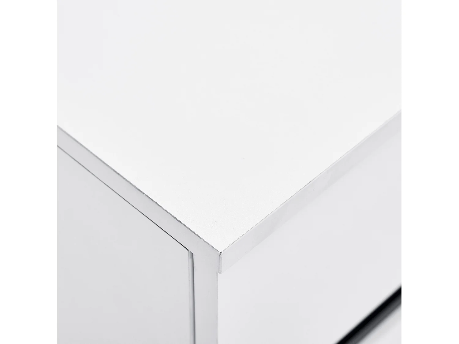 Buffet 160x40x68 cm, 4 tiroirs et 2 portes, étagères réglables, panneau avant brillant, panneau de particules, blanc