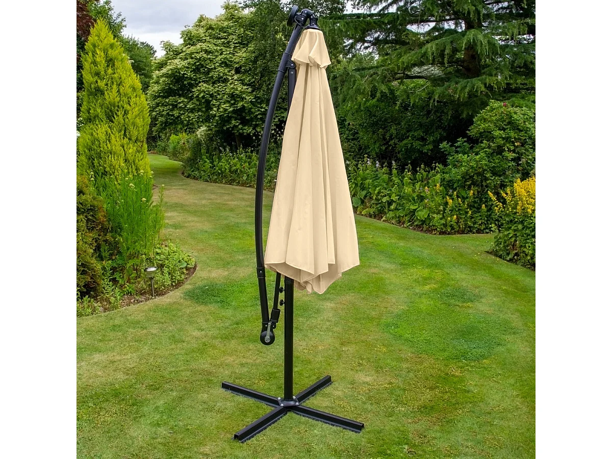 Beige 3m LED Cantilever Parasol