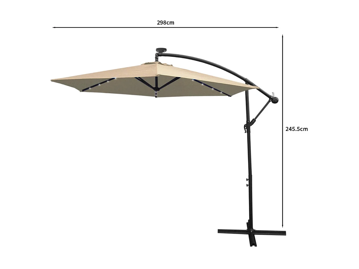Beige 3m LED Cantilever Parasol