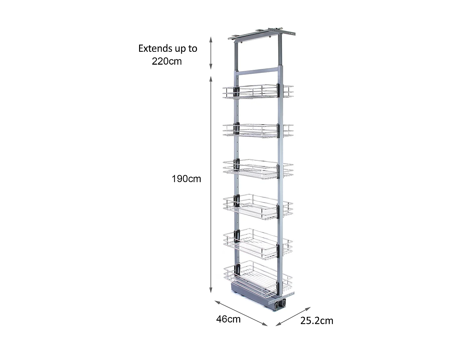 Wysuwana szafka kuchenna KuKoo z cichym domykiem – 46 cm gł. x 190–220 cm wys.