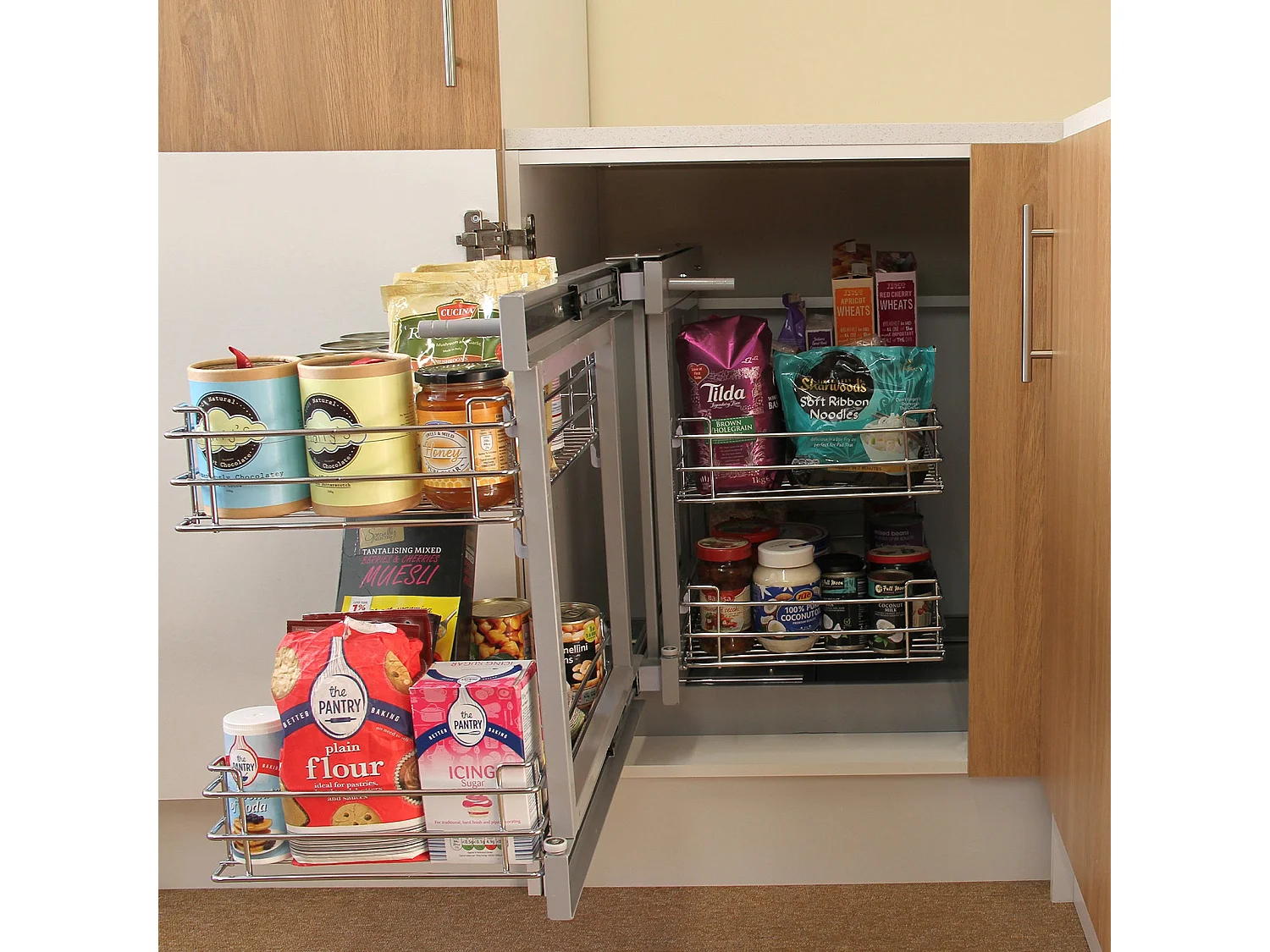 KuKoo Magic Corner Pull Out Kitchen Cupboard Drawers - Left Hand