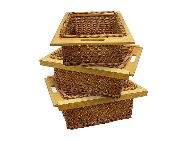 Cestelli Estraibili da Cucina in Vimini - 50cm - 3 Cesti