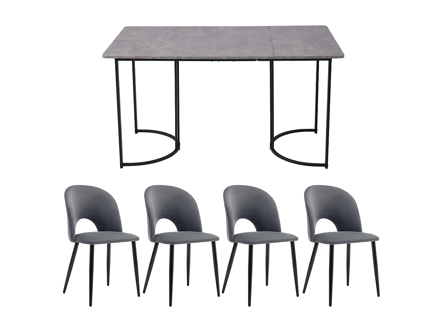 Ensemble table à manger 140x80x75 cm + 4 chaises 47x44x84 cm Pieds de chaise réglables en gris pour Salle à manger et salon