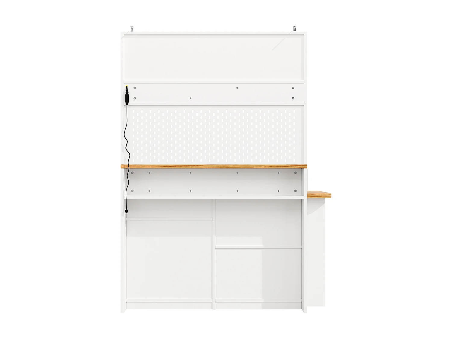 Buffet 137x45x177.7 cm avec LED Trois tiroirs et table et panneau de suspension Matériau MDF en blanc pour salon et salle à manger