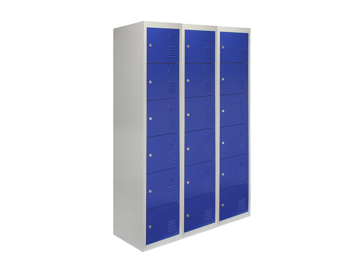 3 x 6-türiger Schließfachschrank Spind - Blau