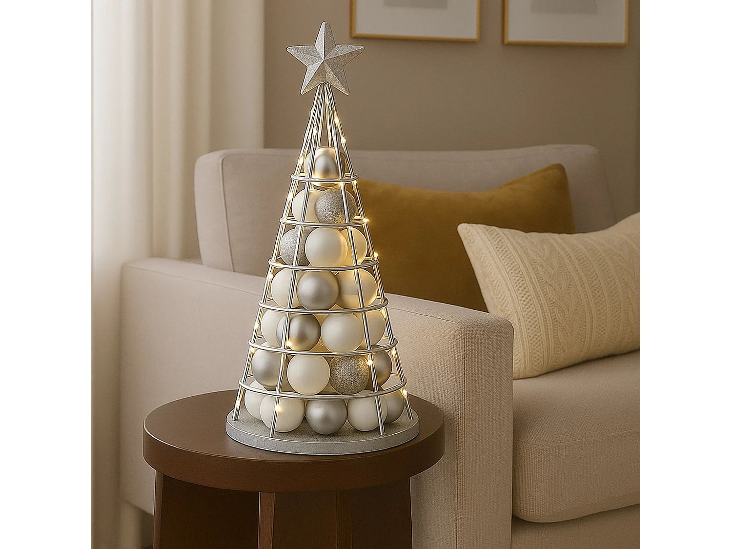 Decorative tree MCW-O91,  silver-coloured