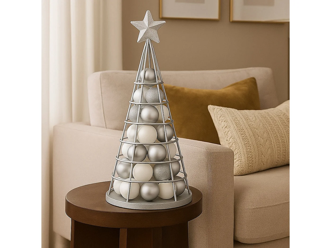 Decorative tree MCW-O91,  silver-coloured