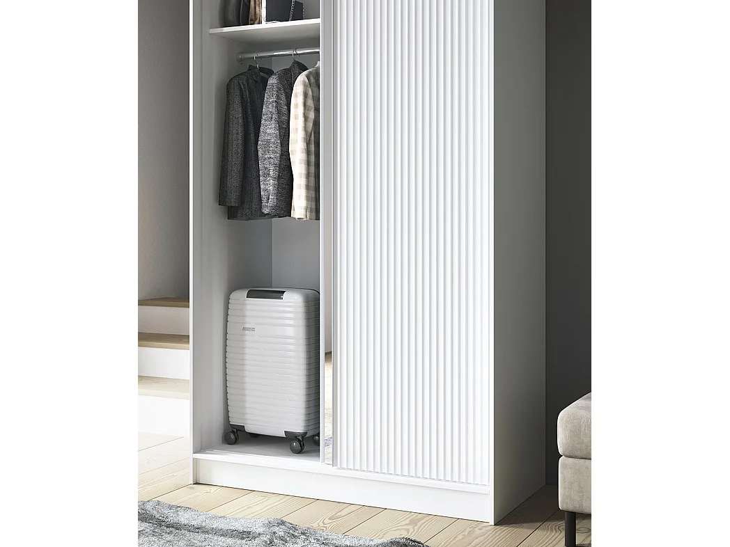Armoire Bianco/Portes coulissantes/Miroir/Blanc
