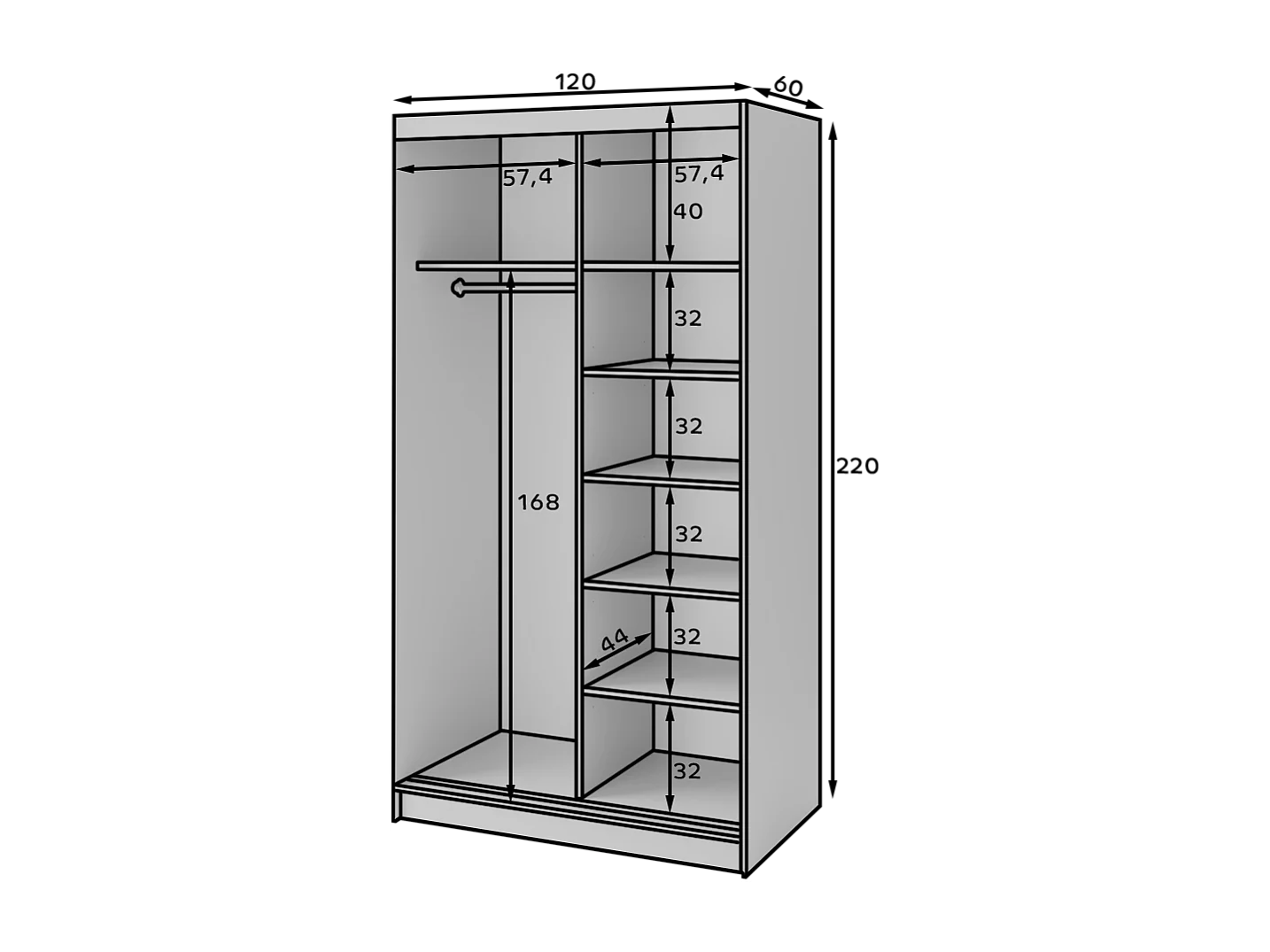 Kleiderschrank Biancco/Schiebentüren/Weiss