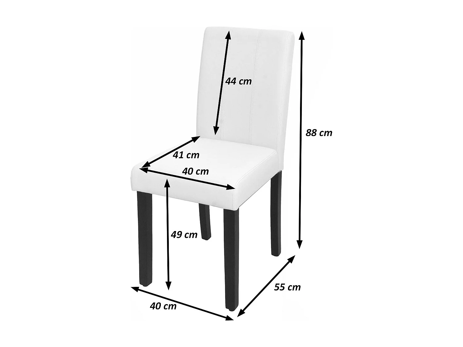Set di 2 sedie da pranzo MCW-O65d, sedia da cucina imbottita con schienale, ecopelle ~ bianco