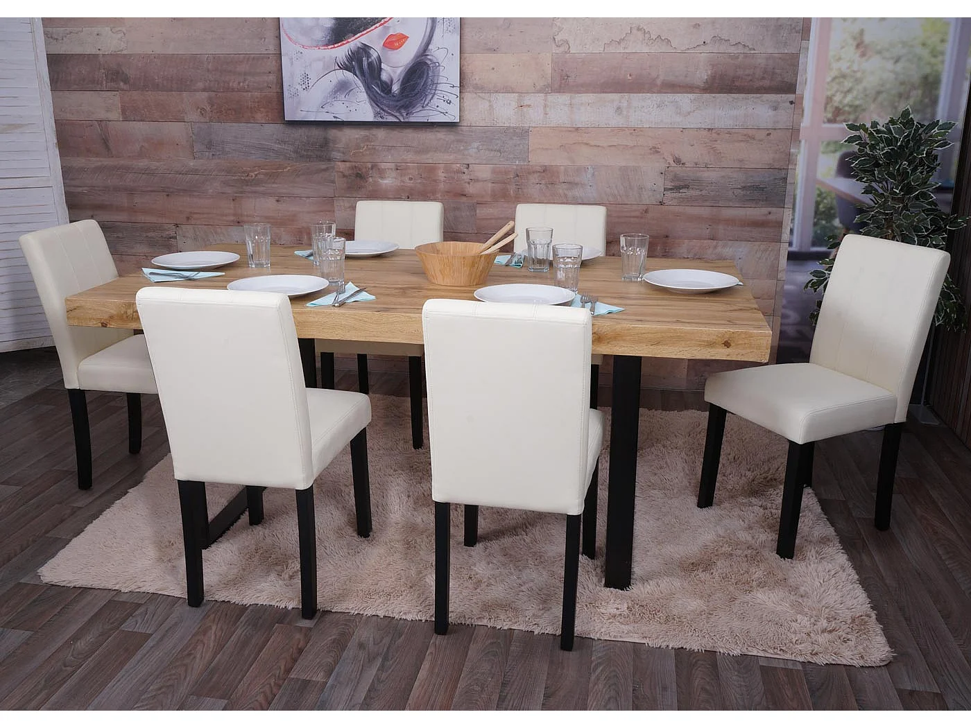 Set di 2 sedie da pranzo MCW-O65d, sedia da cucina imbottita con schienale, ecopelle ~ bianco