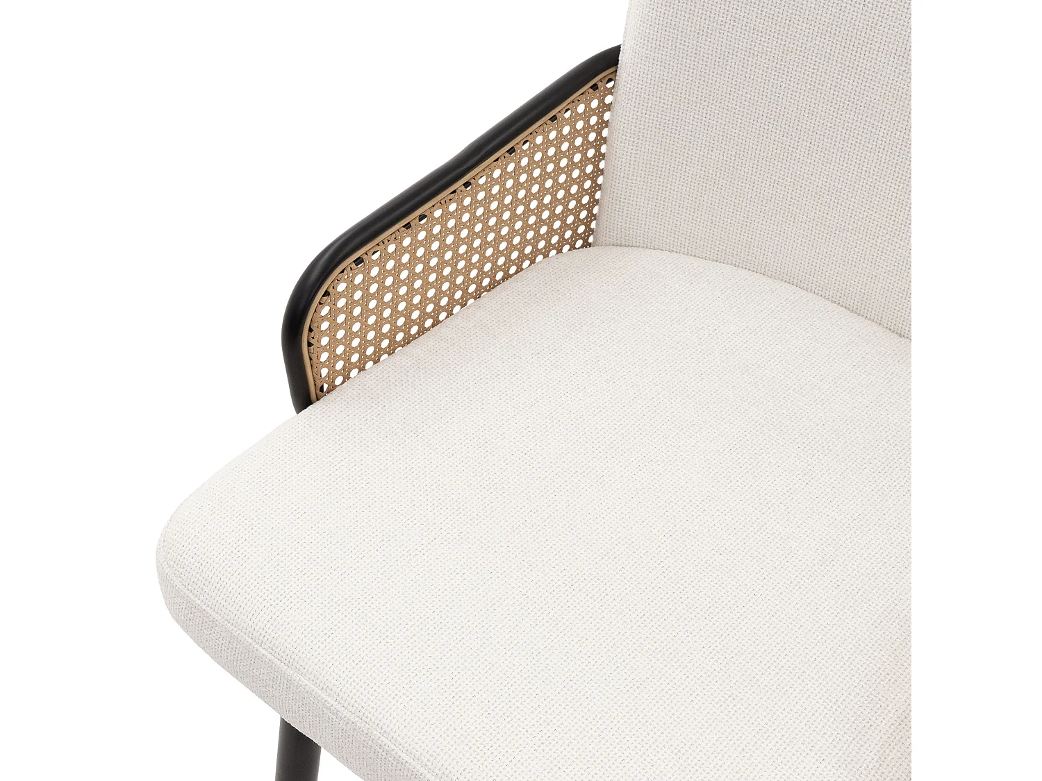 ML-Design Set di 6 sedie imbottite da pranzo beige, in tessuto, con braccioli effetto rattan, sedia da cucina, poltroncina ergonomica da soggiorno