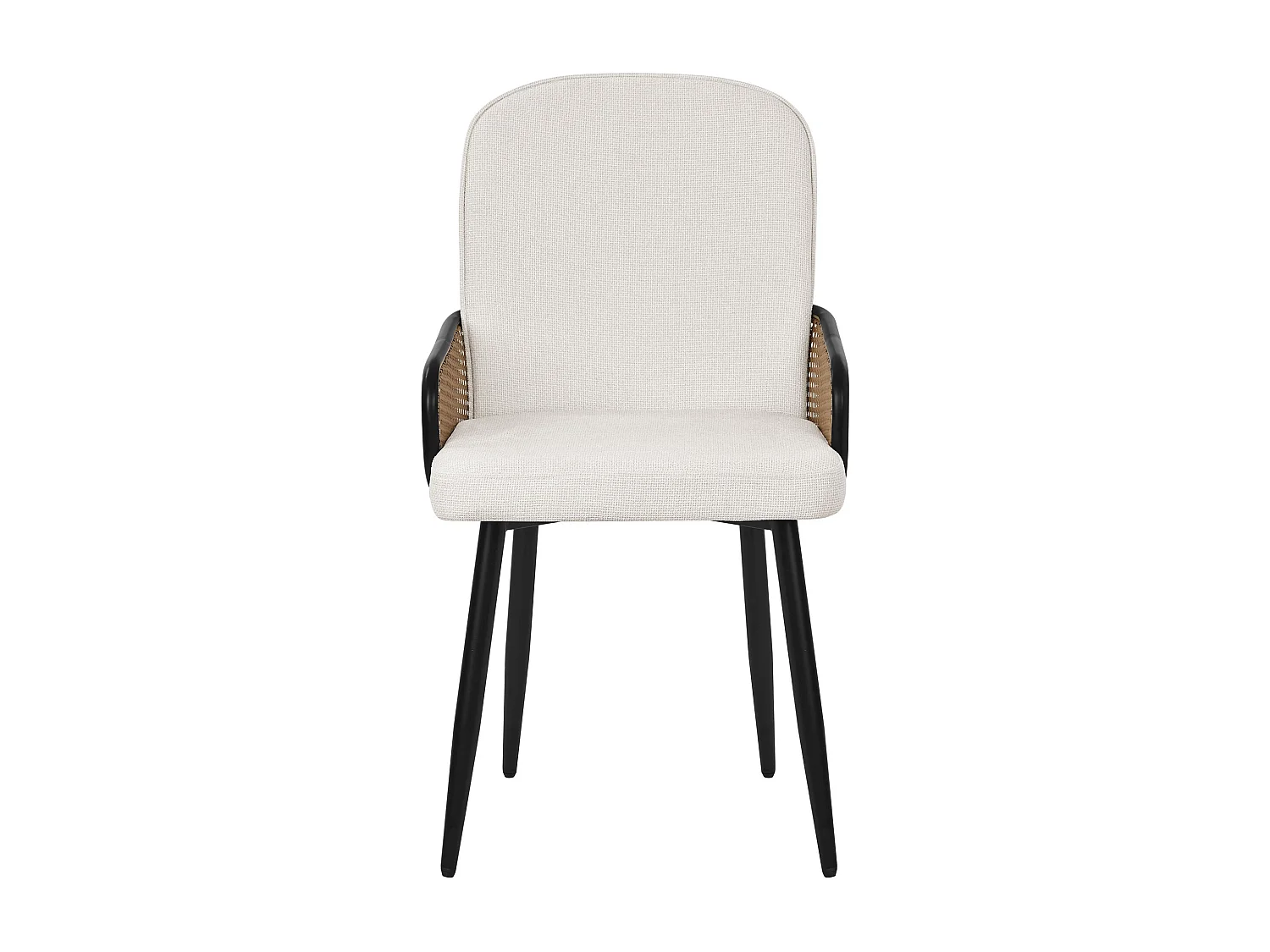 ML-Design Set di 6 sedie imbottite da pranzo beige, in tessuto, con braccioli effetto rattan, sedia da cucina, poltroncina ergonomica da soggiorno