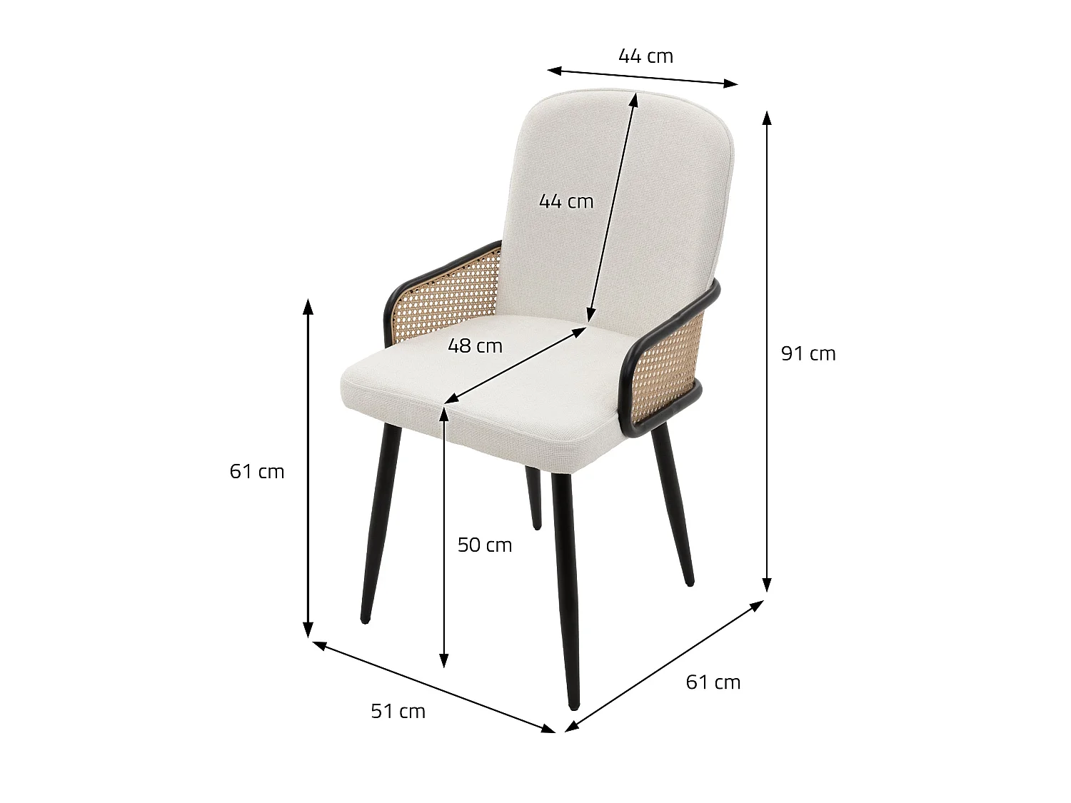 ML-Design 6x Sillas de comedor con funda de tela beige, asiento con respaldo, reposabrazos con aspecto de ratán sillón ergonómico de cocina