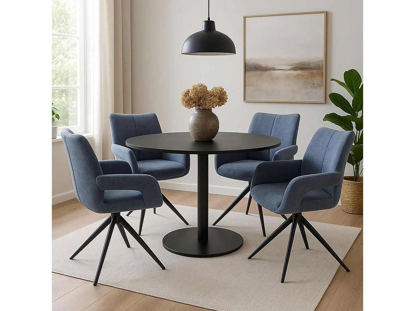 Chaise de salle à manger MCW-O78,  gris-bleu