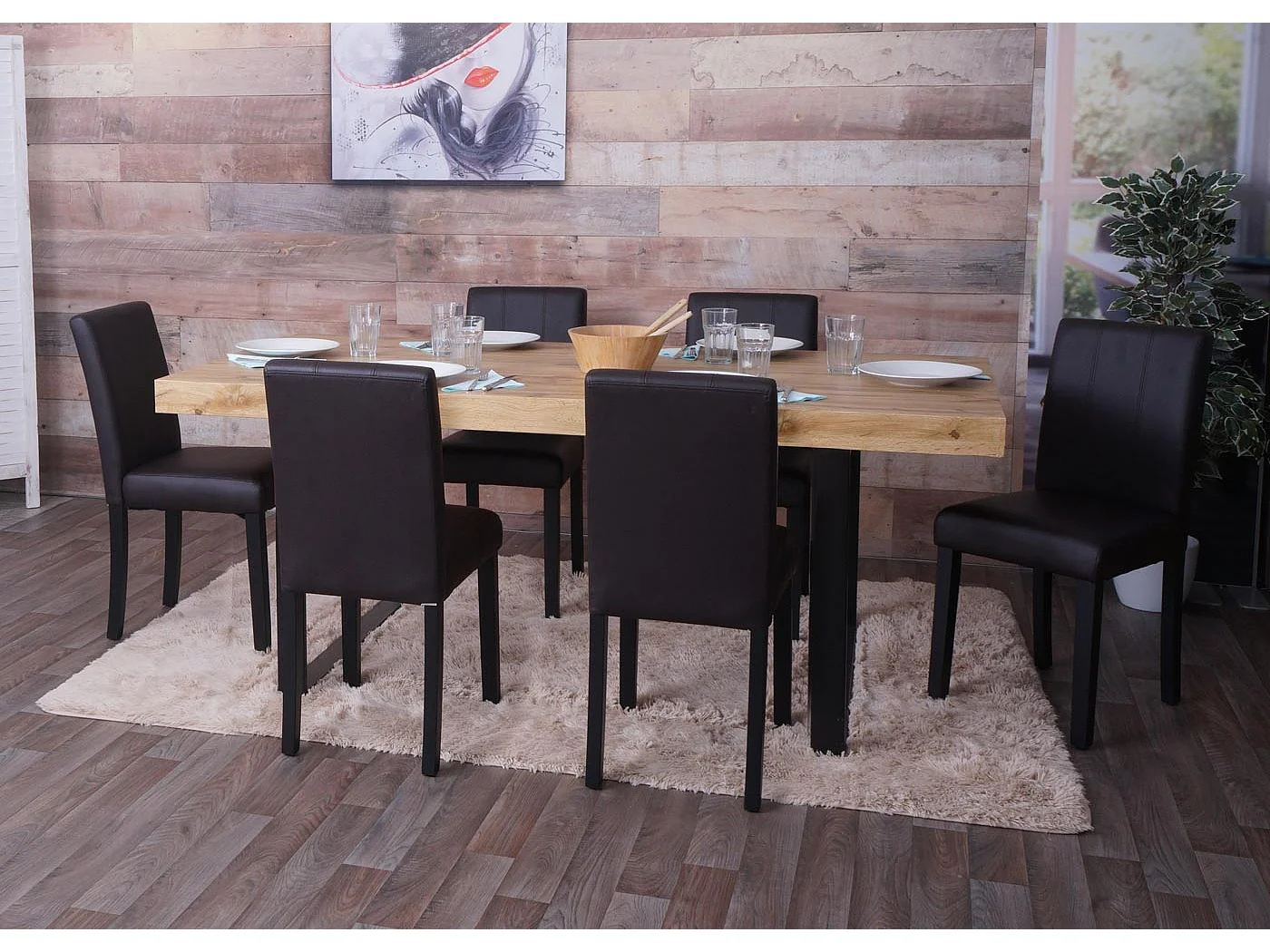 Cadeira de sala de jantar MCW-O65d (conjunto de 2),  castanho