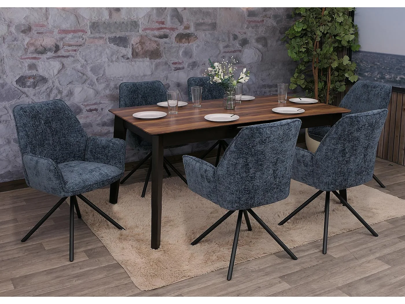 Dining chair MCW-G67 (set of 6),  dark blue