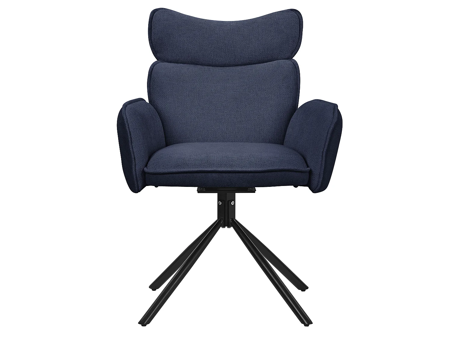 ML-Design 4x Sillas de comedor giratorias 360° azul oscuro con funda de tela, asiento de salón con reposabrazos y respaldo sillón ergonómico de cocina