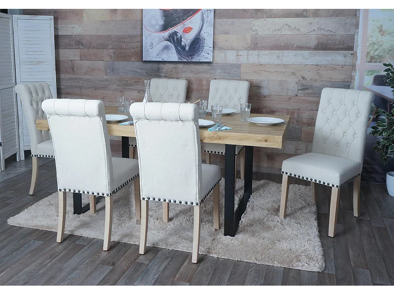 Chaise de salle à manger MCW-O66 (lot de 6),  blanc