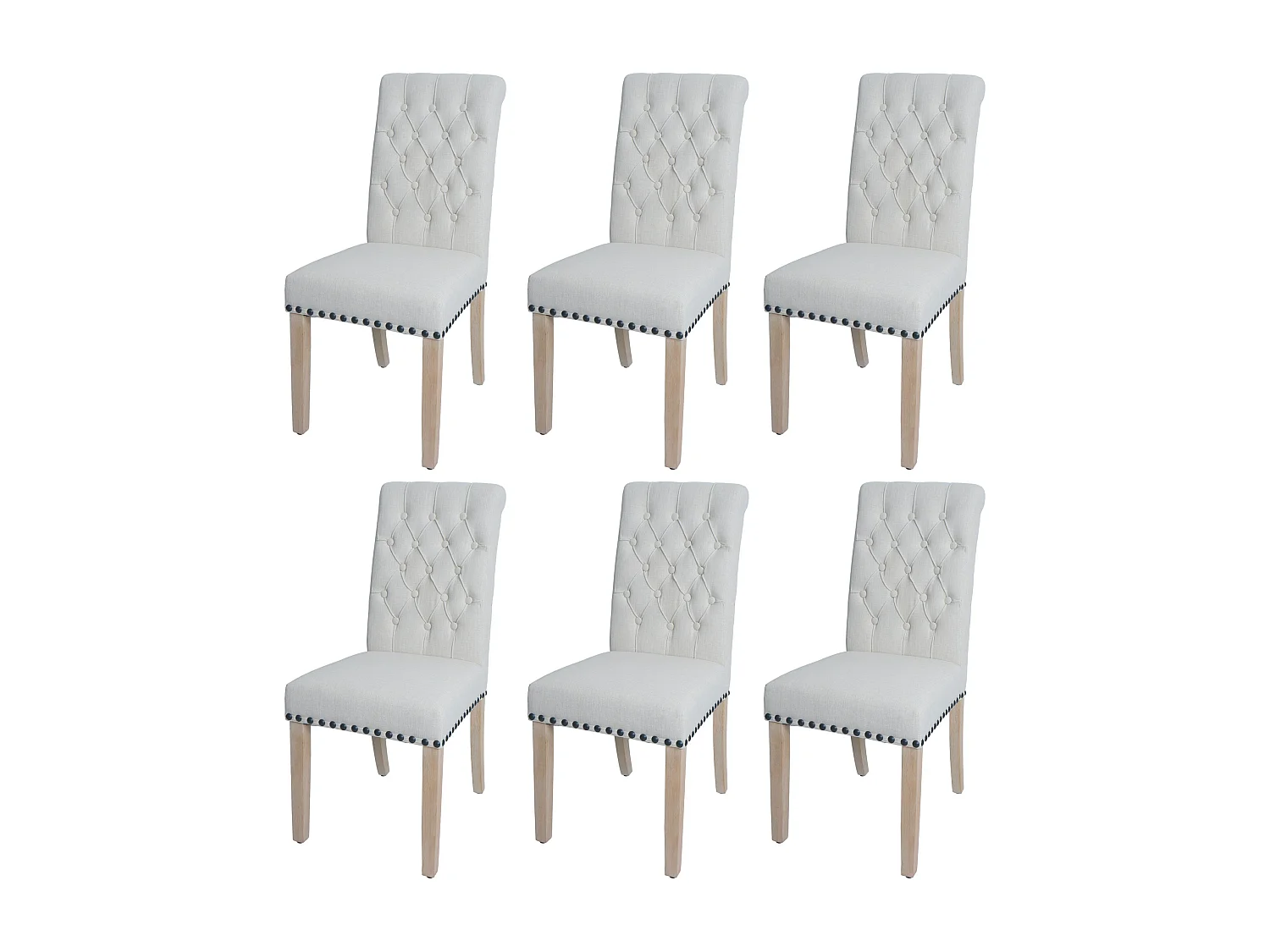 Chaise de salle à manger MCW-O66 (lot de 6),  blanc