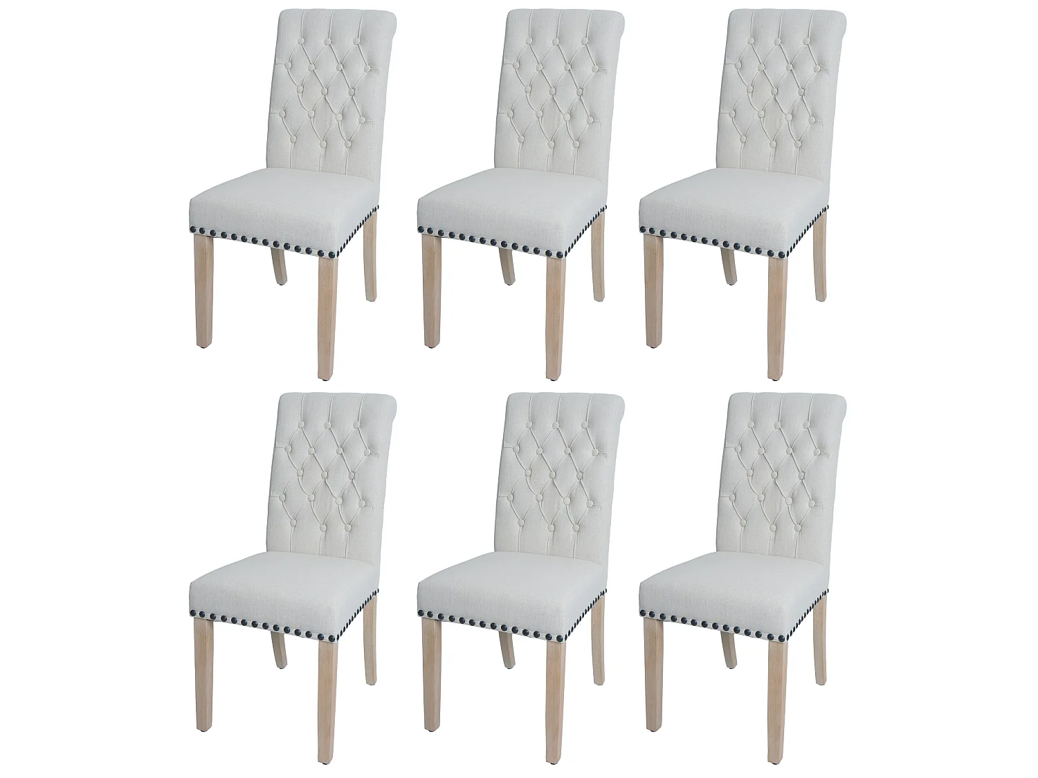 Chaise de salle à manger MCW-O66 (lot de 6),  blanc