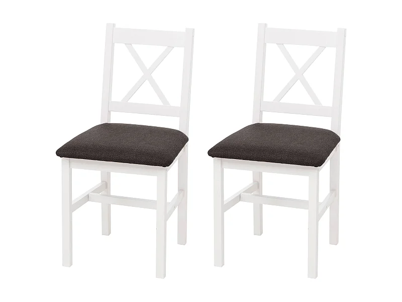 Chaise de salle à manger MCW-F77 (lot de 2),  blanc, rembourrage noir