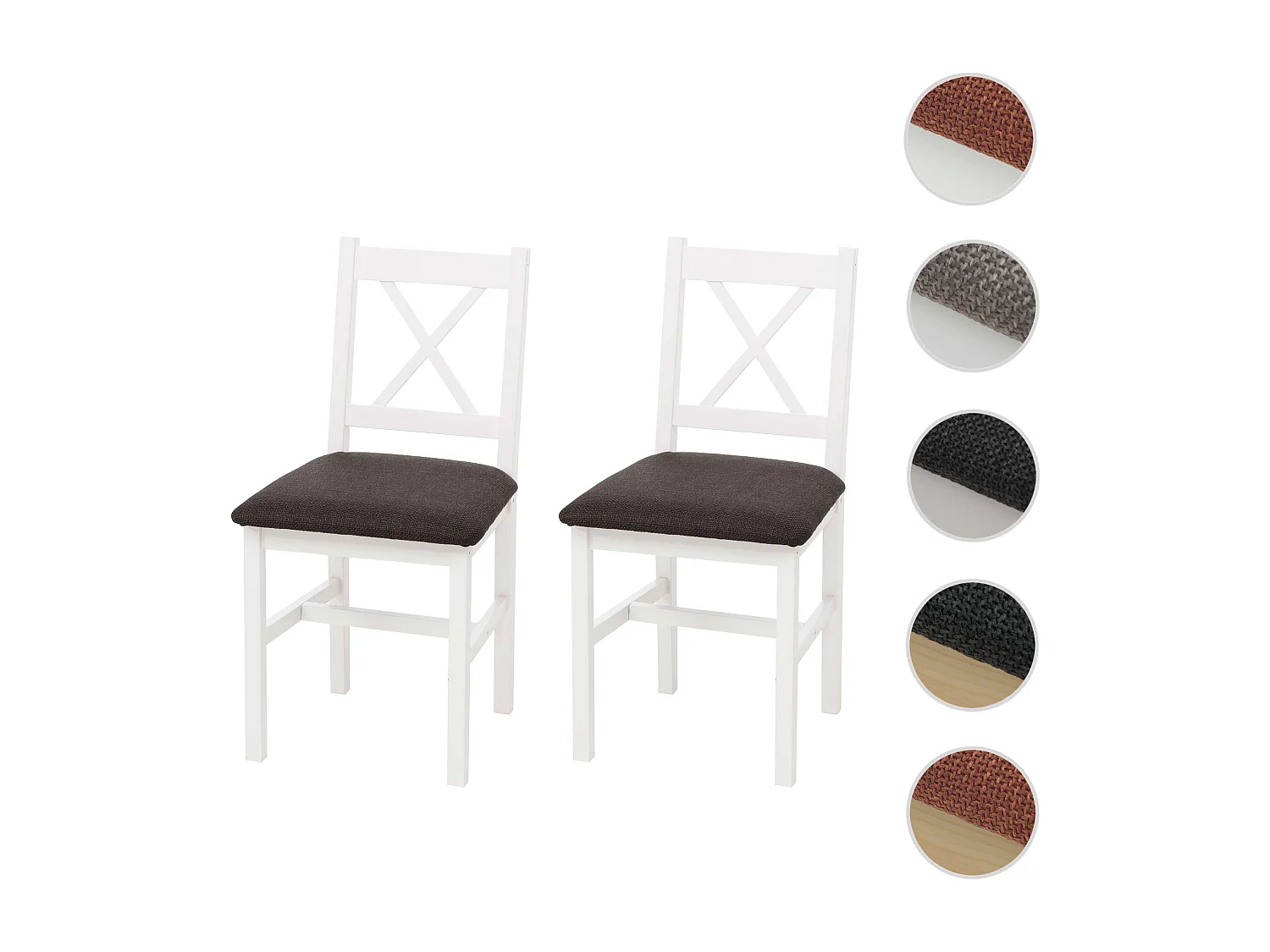 Chaise de salle à manger MCW-F77 (lot de 2),  blanc, rembourrage noir