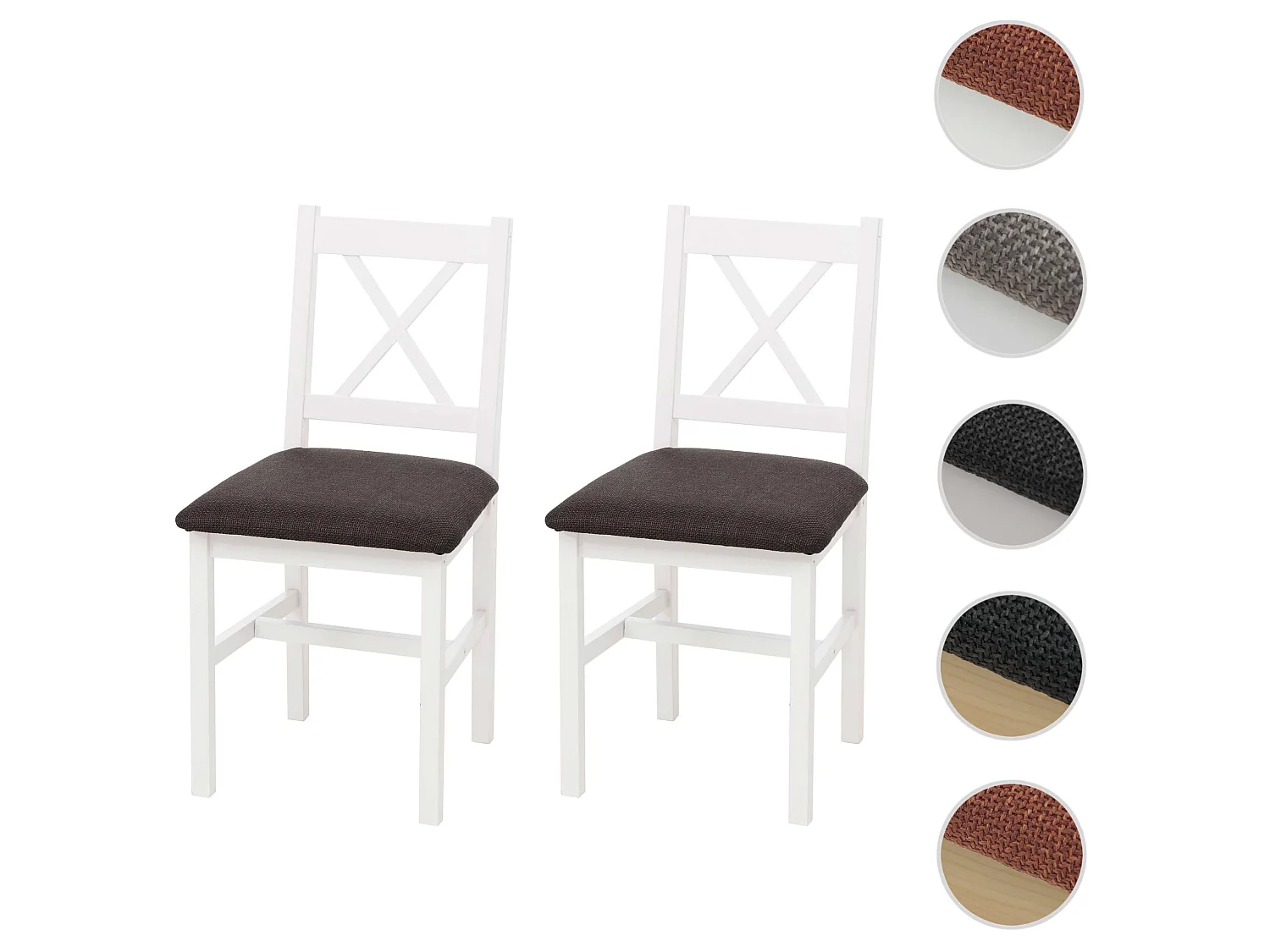 Chaise de salle à manger MCW-F77 (lot de 2),  blanc, rembourrage noir