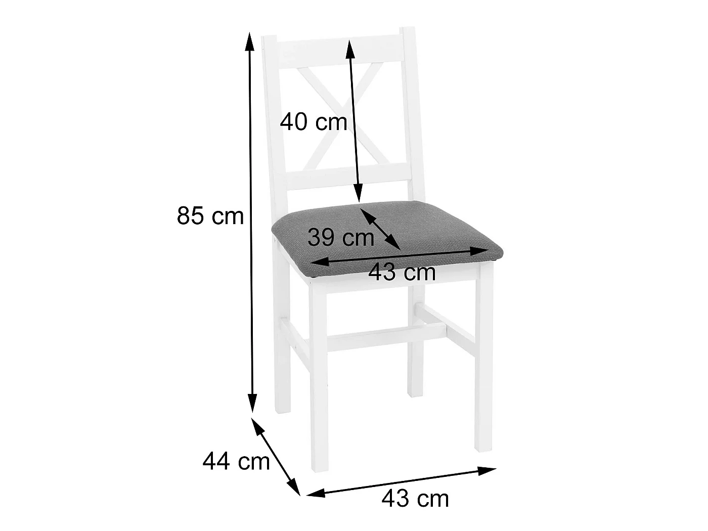 Eetkamerstoel MCW-F77 (set van 2),  wit, bekleding grijs