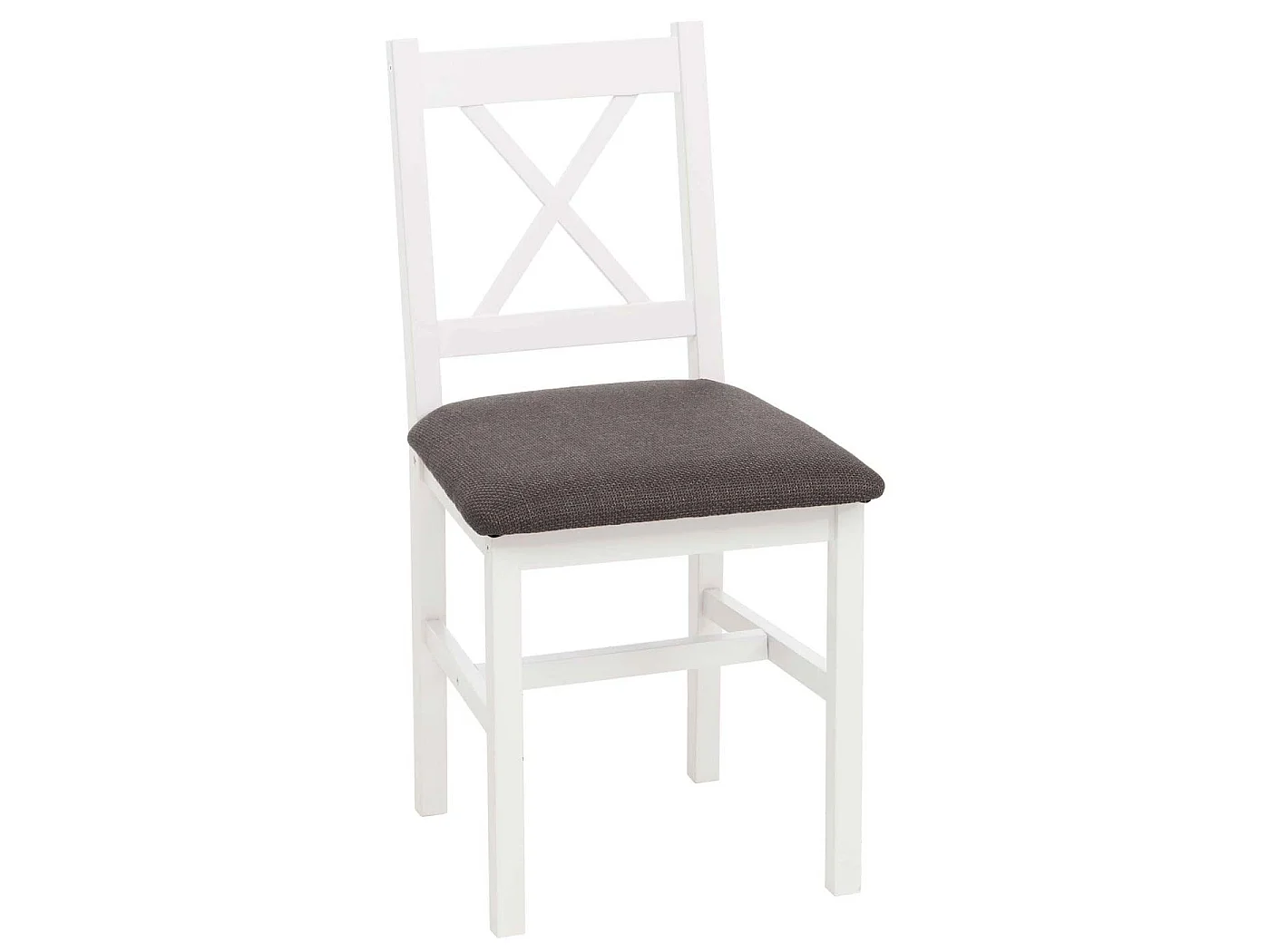 Eetkamerstoel MCW-F77 (set van 2),  wit, bekleding grijs