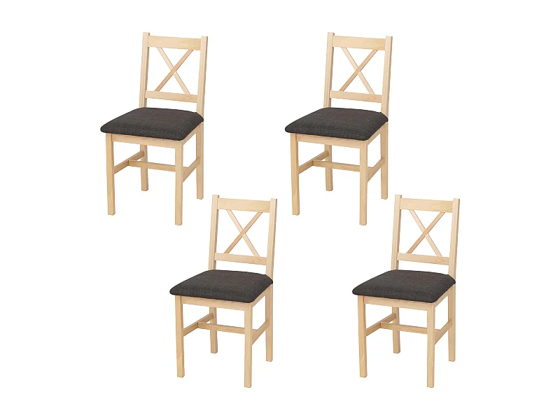 Cadeira de sala de jantar MCW-F77 (conjunto de 4),  natural, estofamento preto