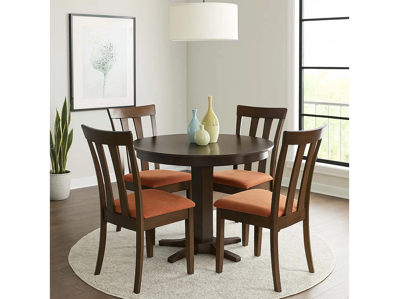 Chaise de salle à manger MCW-G46 (lot de 2),  piètement foncé, orange