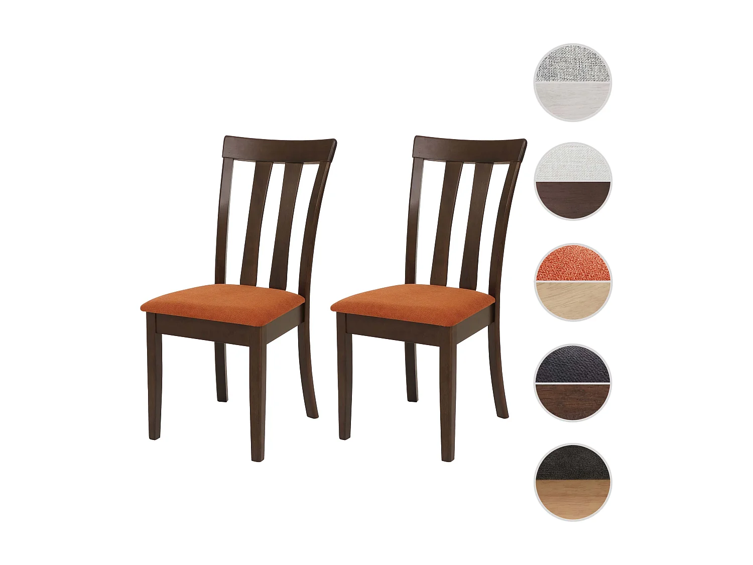 Chaise de salle à manger MCW-G46 (lot de 2),  piètement foncé, orange