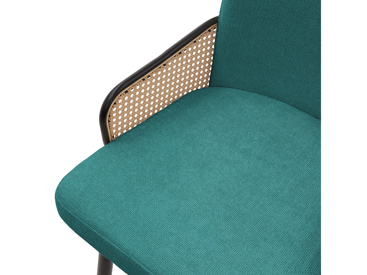 ML-Design Set 6 sedie imbottite da pranzo verde petrolio, in tessuto, con braccioli effetto rattan, sedia da cucina, sedia ergonomica da soggiorno