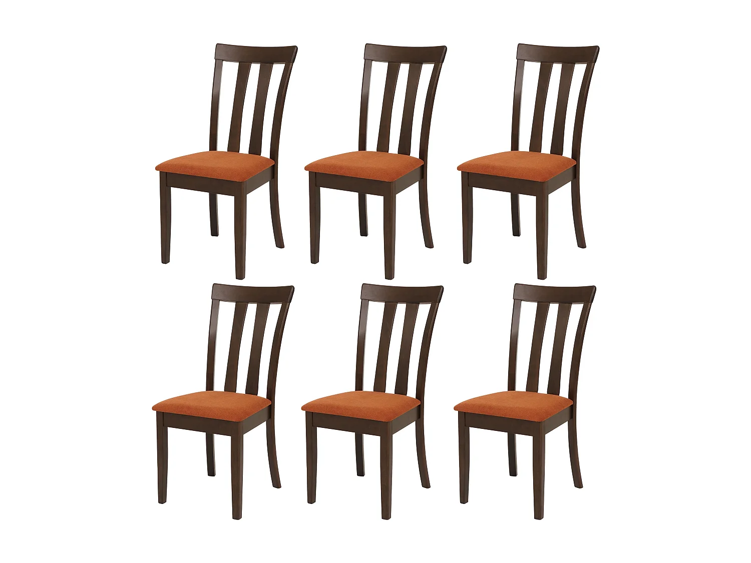 Chaise de salle à manger MCW-G46 (lot de 6),  piètement foncé, orange