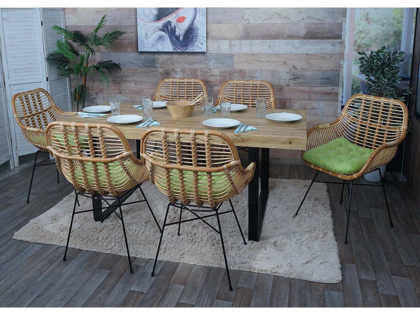 Chaise de salle à manger MCW-P17,  Rembourrage vert