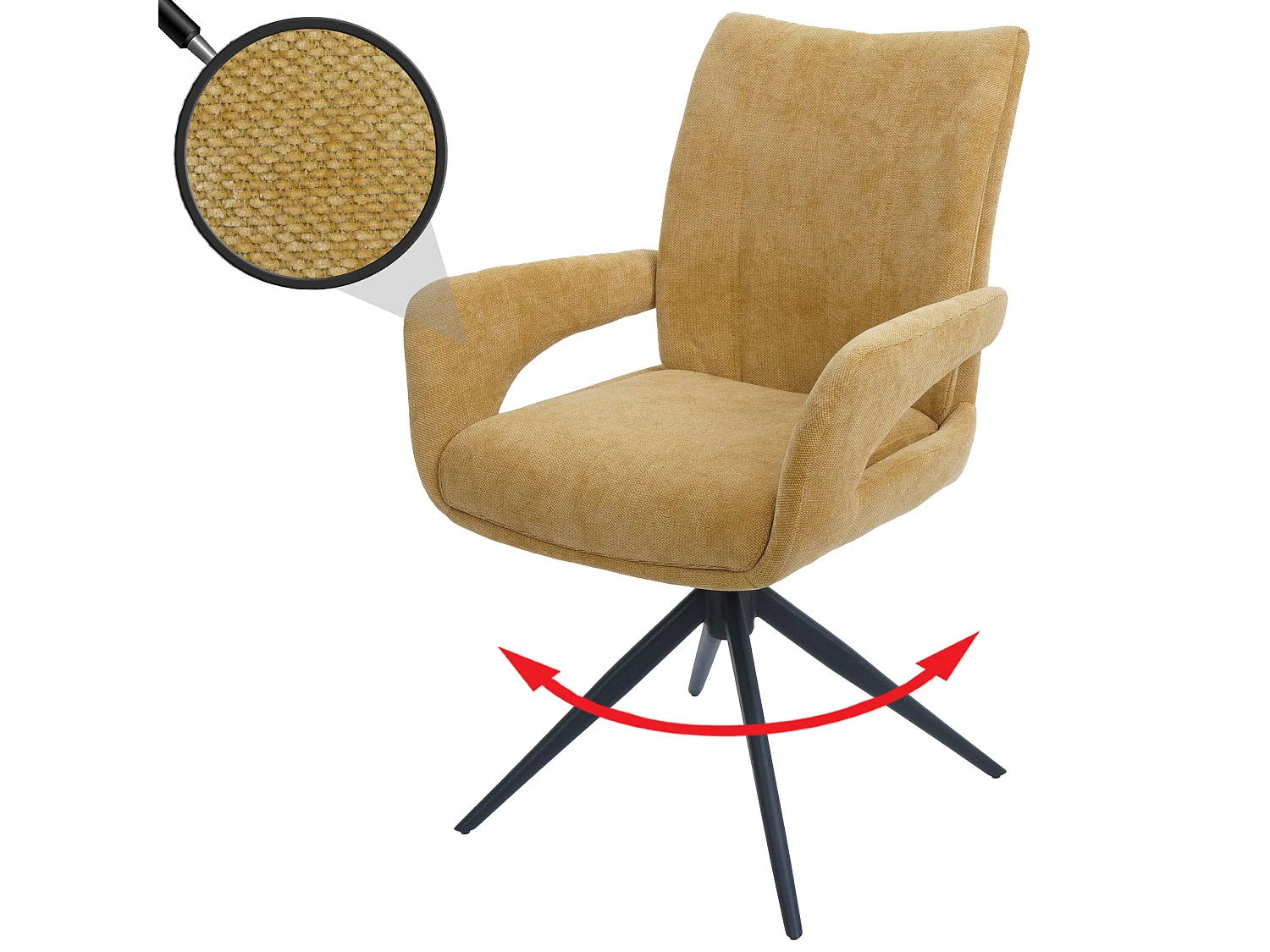 Chaise de salle à manger MCW-O78,  jaune moutarde