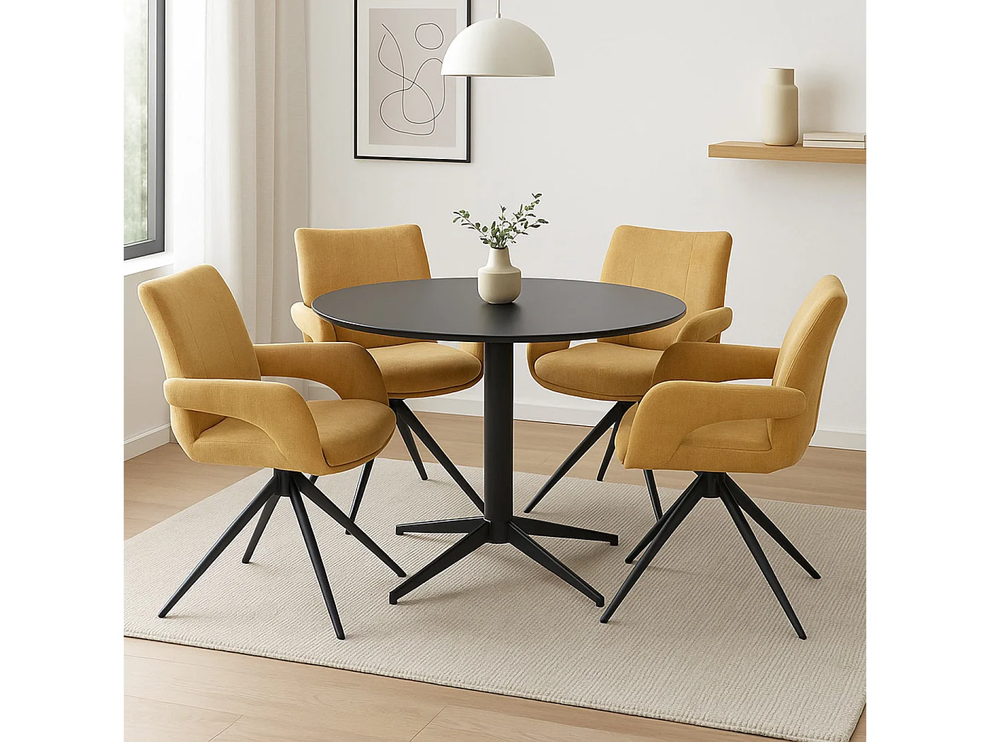 Chaise de salle à manger MCW-O78,  jaune moutarde