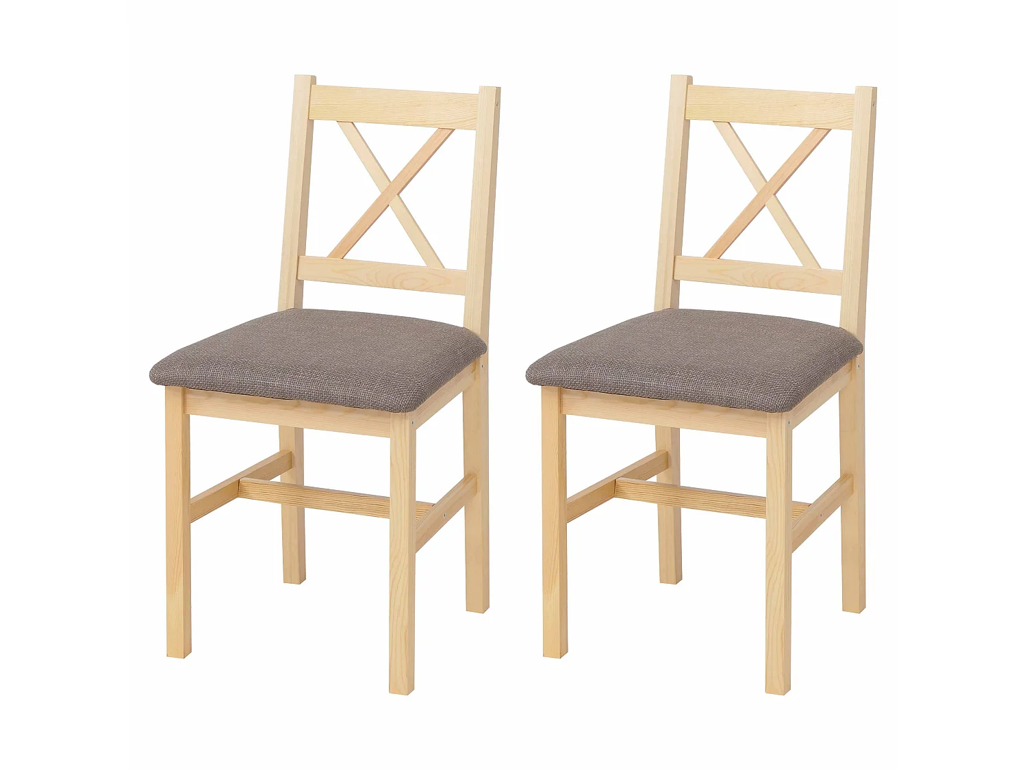 Chaise de salle à manger MCW-F77 (lot de 2),  naturel, rembourrage gris