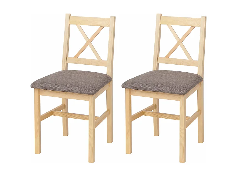 Chaise de salle à manger MCW-F77 (lot de 2),  naturel, rembourrage gris