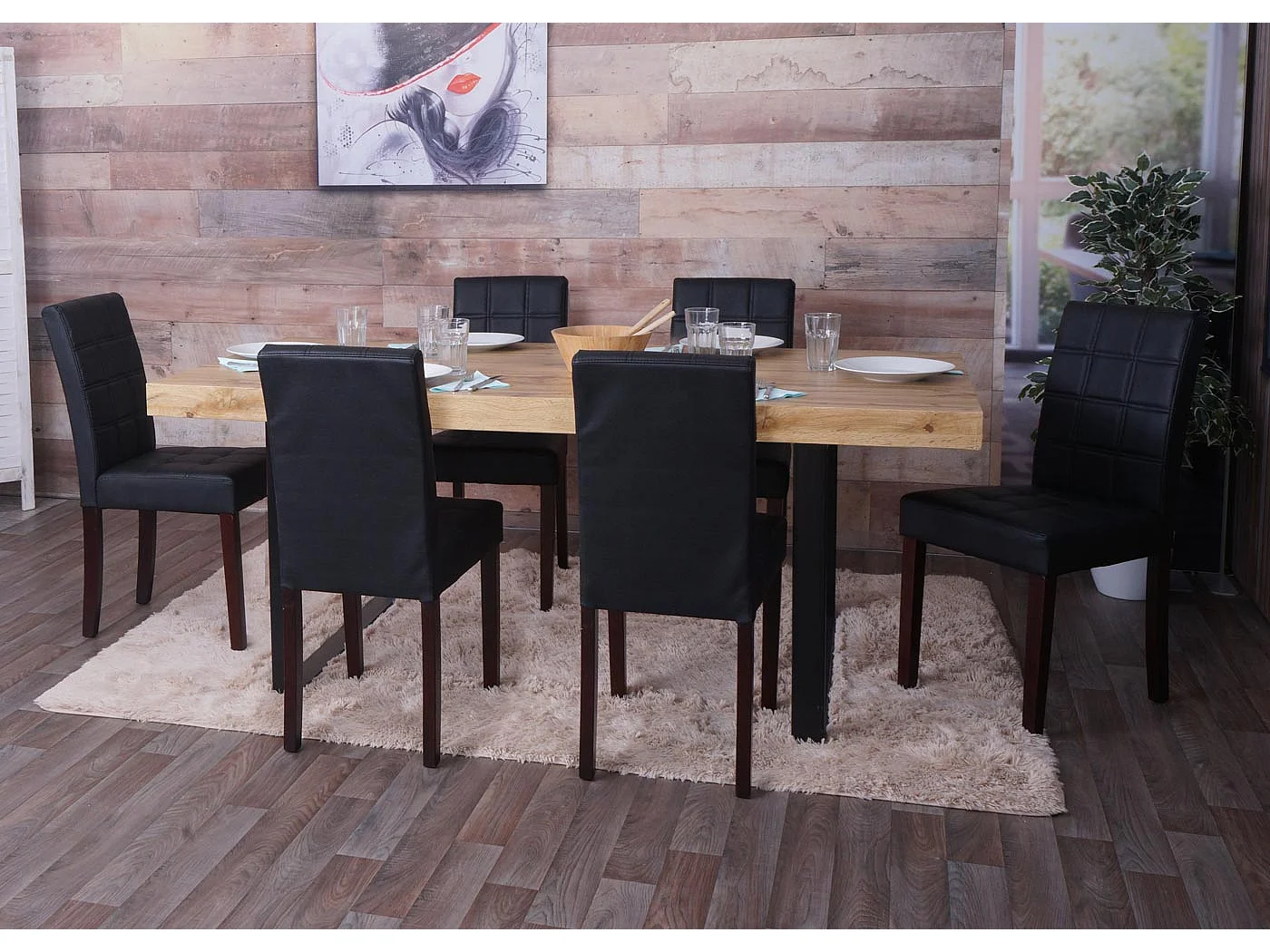 Esszimmerstuhl MCW-O65c (6er-Set), Schwarz