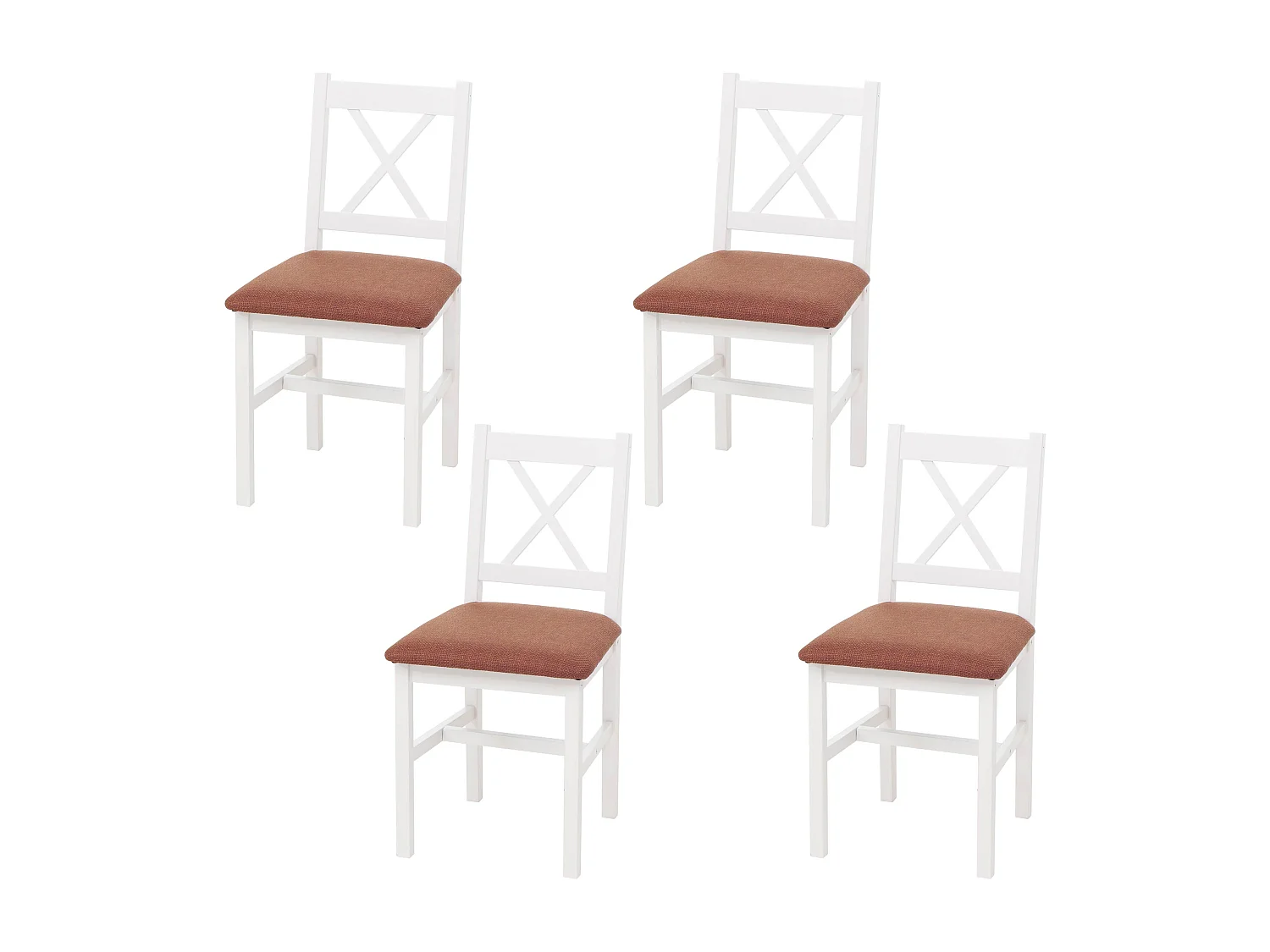 Eetkamerstoel MCW-F77 (set van 4),  wit, bekleding terracotta